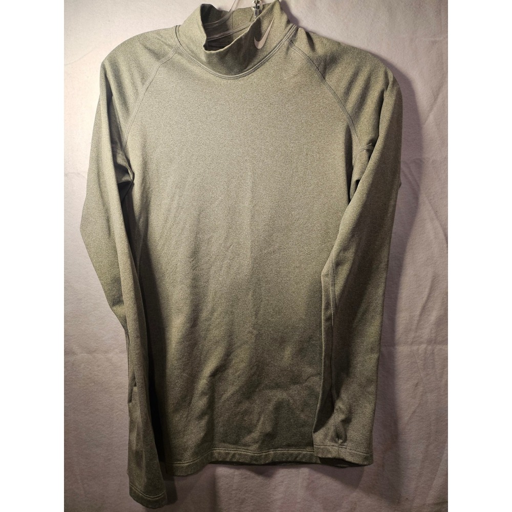 Nike Pro Combat Dri-FIT Mock Neck Long Sleeve Fitted Shirt Olive Green 4007 M